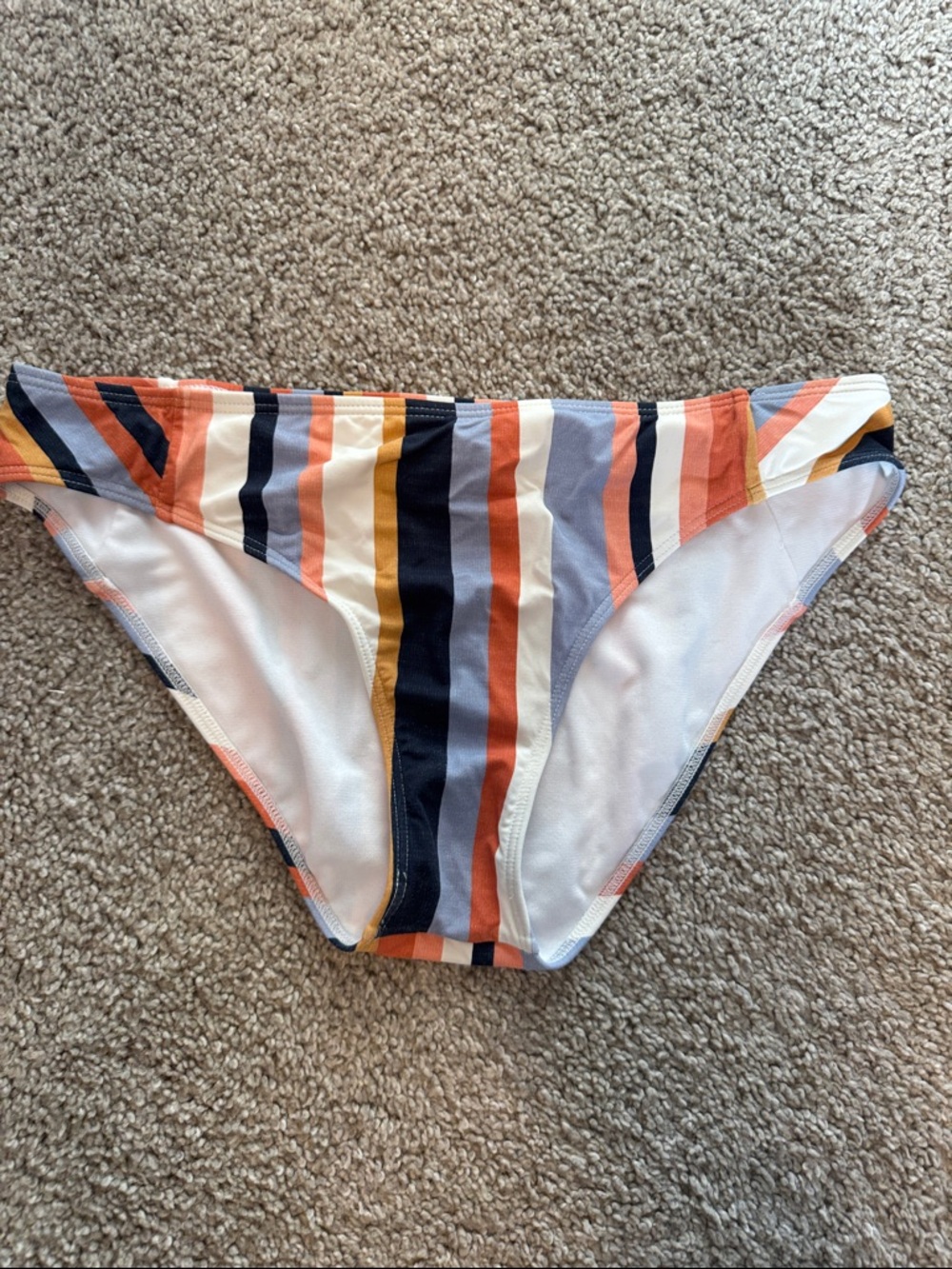 Roxy Striped Bikini Bottoms in Orange, Navy, Yellow, Light Blue, White